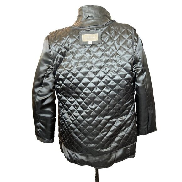 Croft & Barrow Leather Jacket Black Women Medium Zip-in Quilted Lining - Picture 7 of 11